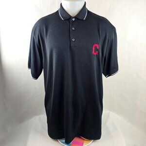 Nike Cleveland Indians Shirt Mens XL Black Golf Polo Shirt Dri-Fit MLB Baseball